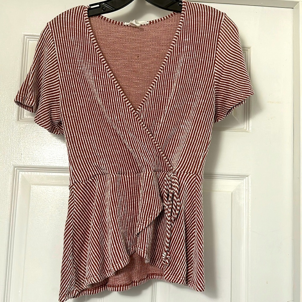 Red and white womens top